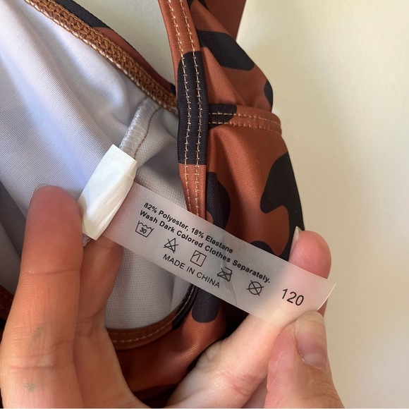 🌼 5/$25 Shein Brown Black Leopard Print One Piece Swimsuit Size 120 Kids Beach - Picture 7 of 7